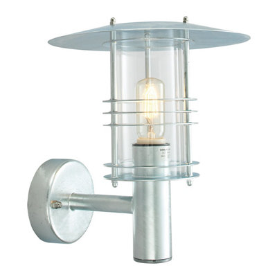 Elstead Stockholm 1 Light Outdoor Wall Lantern Light Galvanised Ip54E27