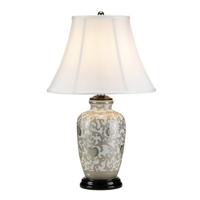Elstead Silverthistle 1 Light Table LampWhiteSilver FinishE27 from B&Q