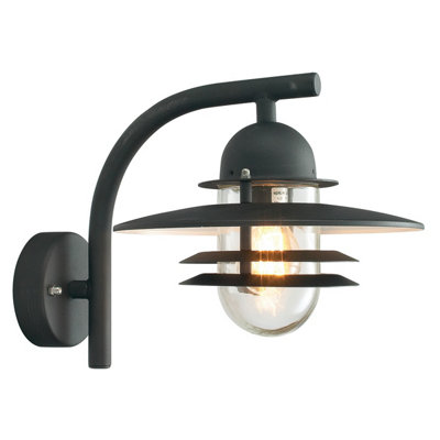 Elstead Oslo 1 Light Outdoor Dome Wall Lantern Light Black Ip55E27 from B&Q
