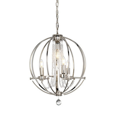 Elstead Lighting Cassie 4 Light ChandelierPolished Nickel Plated from B&Q
