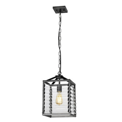 Luminosa Lighting Elstead Louvre 1 Light Pendant Gunmetal Paint Finish from B&Q