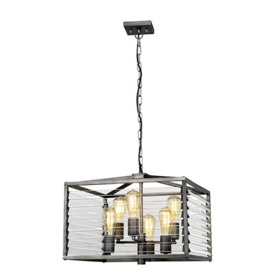 Luminosa Lighting Elstead Louvre 6 Light Pendant Gunmetal Paint Finish from B&Q