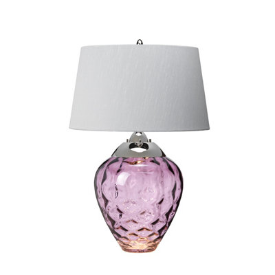 Luminosa Lighting Elstead Samara Table Lamp Metal Work Polished NickelGlassware Plum from B&Q