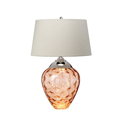 Luminosa Lighting Elstead Samara Table Lamp Metal Work Polished NickelGlassware Salmon from B&Q