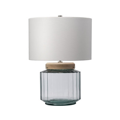 Elstead Luga Table LampNaturalPolished NickelGlass from B&Q