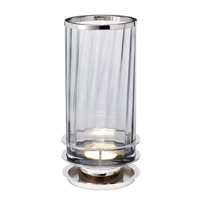 B&Q -  Elstead Arno Table Lamp Metalwork Polished NickelSmoked Glass