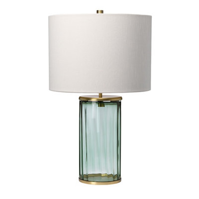 Luminosa Lighting Elstead Reno Table Lamp Metalwork Aged BrassGreen Glass from B&Q