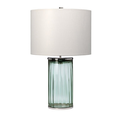 B&Q -  Elstead Reno Table Lamp Metalwork Polished NickelGreen Glass