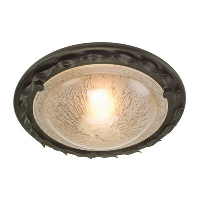 Elstead Olivia 1 Light Flush Ceiling Light BlackGoldE27 from B&Q