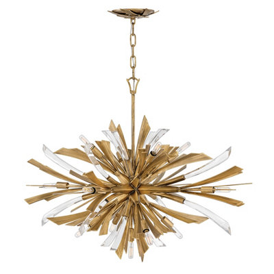 Luminosa Lighting Elstead Hinkley Fredrick Ramond Vida 13 Light Wide Pendant Burnished Gold from B&Q