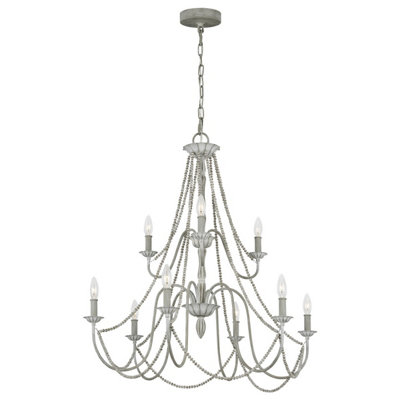 Luminosa Lighting Elstead Feiss Maryville 9 Light Chandelier Washed Grey from B&Q