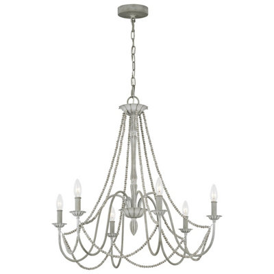 Luminosa Lighting Elstead Feiss Maryville 6 Light Chandelier Washed Grey from B&Q