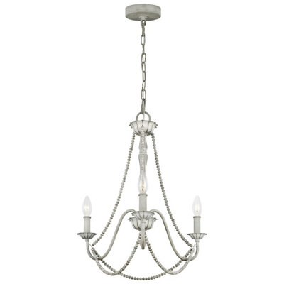Luminosa Lighting Elstead Feiss Maryville 3 Light Chandelier Washed Grey from B&Q
