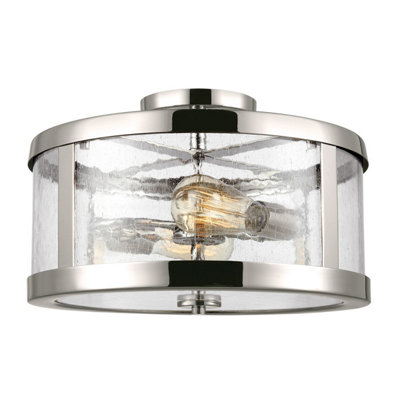Elstead Harrow Cylindrical 2 Light Semi Flush LampPolished Nickel from B&Q