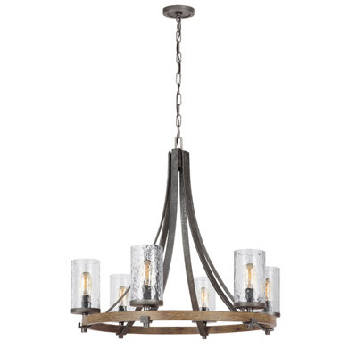 Luminosa Lighting Elstead Feiss Angelo 6 Light Chandelier Weathered Oak from B&Q