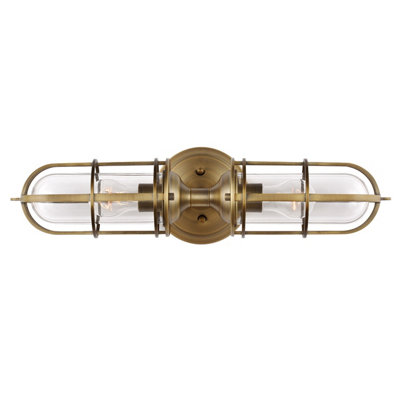 Luminosa Lighting Elstead Feiss Urban Restoration 2 Light Wall Light Dark Antique Brass Ip44 from B&Q