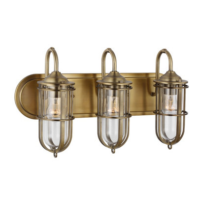 Luminosa Lighting Elstead Feiss Urban Restoration 3 Light Wall Light Dark Antique Brass Ip44 from B&Q