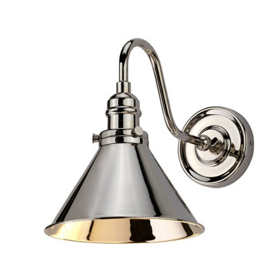 Elstead Provence 1 Light Indoor Dome Wall Light Polished NickelE27