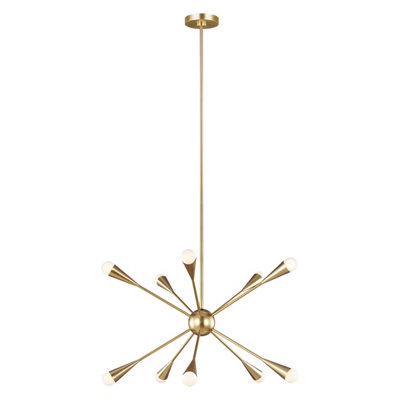 Luminosa Ing Elstead Jax 10 Chandelier, Burnished Brass, G9 Light