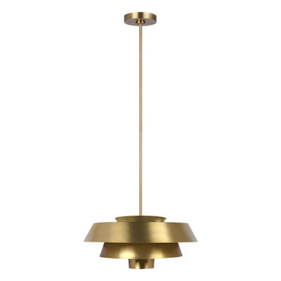 Elstead Brisbin 1 Light PendantBurnished BrassE27 from B&Q