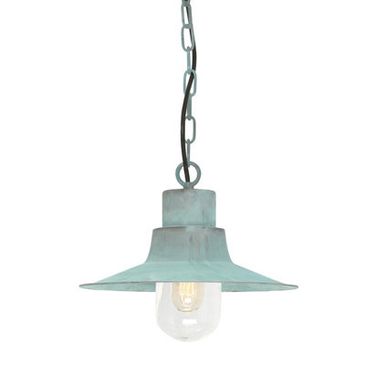Luminosa Lighting Elstead Sheldon 1 Light Outdoor Ceiling Chain Lantern Verdigris Ip44E27 from B&Q