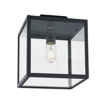 Luminosa Ing Elstead Lofoten Outdoor Flush Ceiling Cube, Ip44, E27 Light/Black