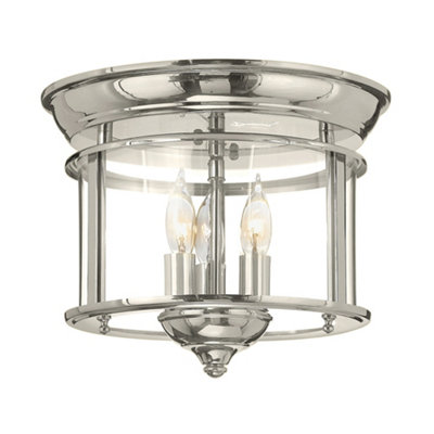 Elstead Gentry Cylindrical 3 Candle Flush Mount LanternPolished Nickel from B&Q