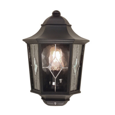 B&Q -  Norfolk 1 Light Outdoor Wall Half Lantern Light Black Ip44E27