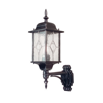 Elstead Wexford 1 Light Outdoor Wall Lantern Light Black Silver Ip43E27