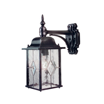 Elstead Wexford 1 Light Outdoor Wall Lantern Light Black Silver Ip43E27 from B&Q