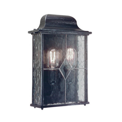 B&Q -  Wexford 2 Light Outdoor Wall Half Lantern Light Black Silver Ip43E27