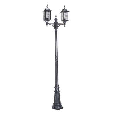 Elstead Wexford 2 Light Outdoor Lamp Post Black Silver Ip43E27 from B&Q