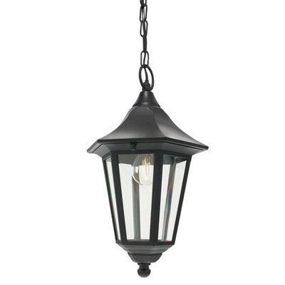 B&Q -  Elstead Valencia 1 Light Outdoor Ceiling Chain Lantern Black Ip54E27
