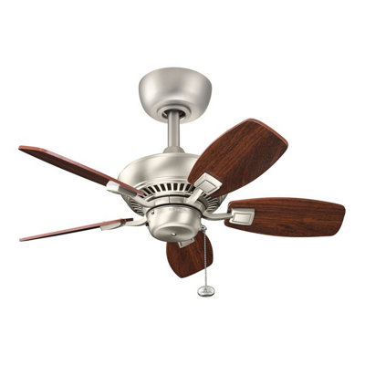 Luminosa Lighting Elstead Canfield 76Cm Pull Chain Ceiling Fan Brushed Nickel from B&Q