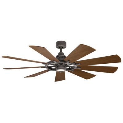 Luminosa Lighting Elstead Gentry 165Cm 9 Blade Ceiling Fan With Dimmable 3000K Led LightWeathered ZincRemote Control from B&Q
