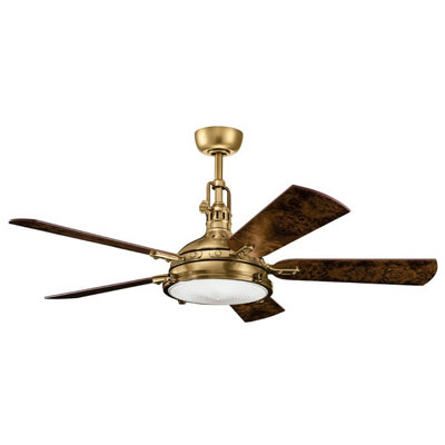 Luminosa Lighting Elstead Hatteras Bay 142Cm Ceiling Fan With Dimmable 3000K Led LightBurnished Antique BrassRemote Control from B&Q