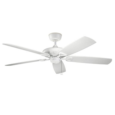 Luminosa Lighting Elstead Kevlar 152Cm Pull Chain 5 Blade Ceiling Fan Matte White from B&Q