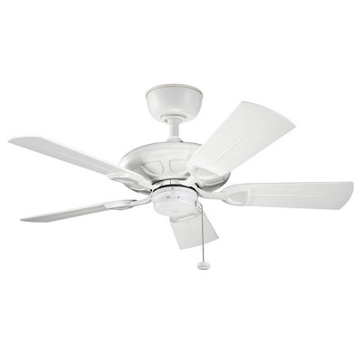 Luminosa Lighting Elstead Kevlar 107Cm Pull Chain 5 Blade Ceiling Fan Matte White from B&Q