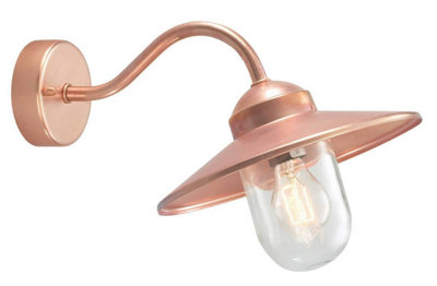 Elstead 1 Light Outdoor Fisherman Dome Wall Lantern Light Copper Ip55E27