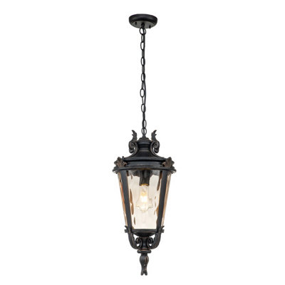 Luminosa Lighting Elstead Baltimore 1 Light Large Outdoor Ceiling Chain Lantern Weathered BronzeE27 from B&Q