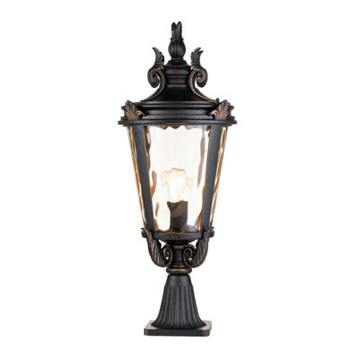 Elstead Baltimore 1 Light Large Outdoor Pedestal Lantern Weathered Bronze Ip44E27