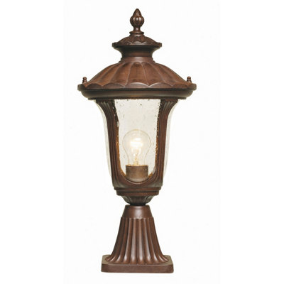 Elstead Lighting Chicago 1 Light Small Pedestal LanternRusty Bronze Patina from B&Q