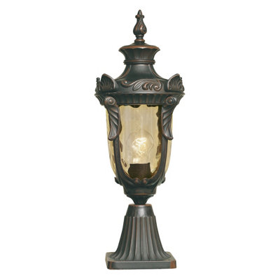 Elstead Philadelphia 1 Light Medium Outdoor Pedestal Lantern Old Bronze Ip44E27