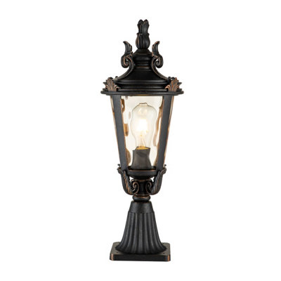 Elstead Baltimore 1 Light Medium Outdoor Pedestal Lantern Weathered Bronze Ip44E27
