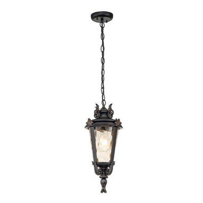 Luminosa Lighting Elstead Baltimore 1 Light Medium Outdoor Ceiling Chain Lantern Weathered BronzeE27 from B&Q