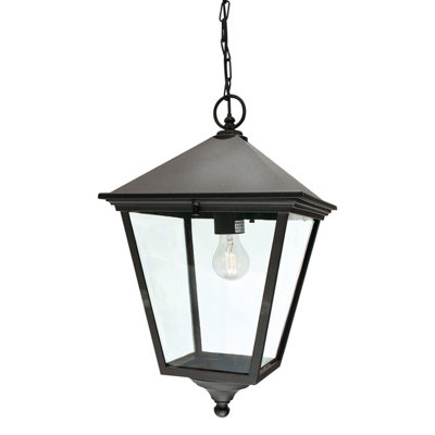 Luminosa Lighting Elstead Turin Grande 1 Light Outdoor Ceiling Chain Lantern Black Ip54E27
