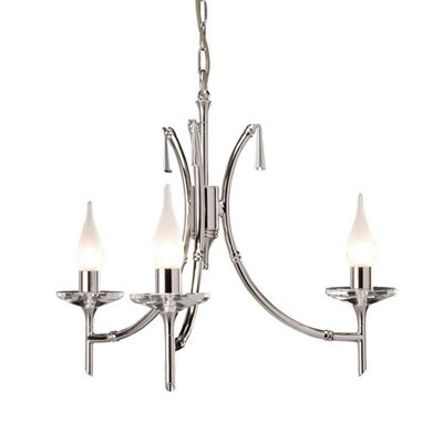 Elstead Brightwell Chandelier 3 Light Polished Nickel FinishG9 from B&Q