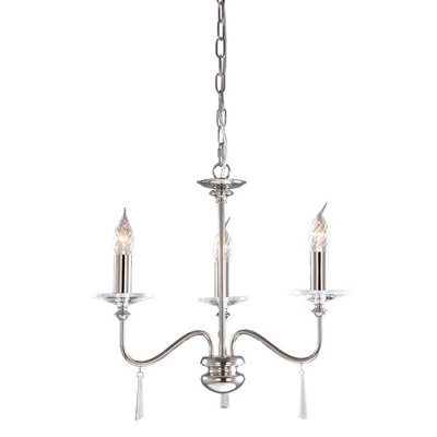 Elstead Finsbury Park Chandelier 3 Light Polished Nickel FinishE14