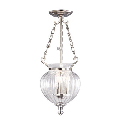 Elstead Finsbury Park 3 Light Small Ceiling Lantern Pendant Polished NickelE14