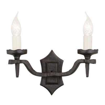 Elstead Rectory 2 Light Indoor Candle Wall Light BlackE14 from B&Q